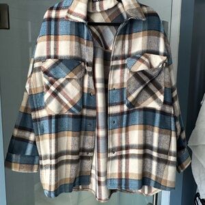 Zara Plaid Button-Up Jacket/Shacket